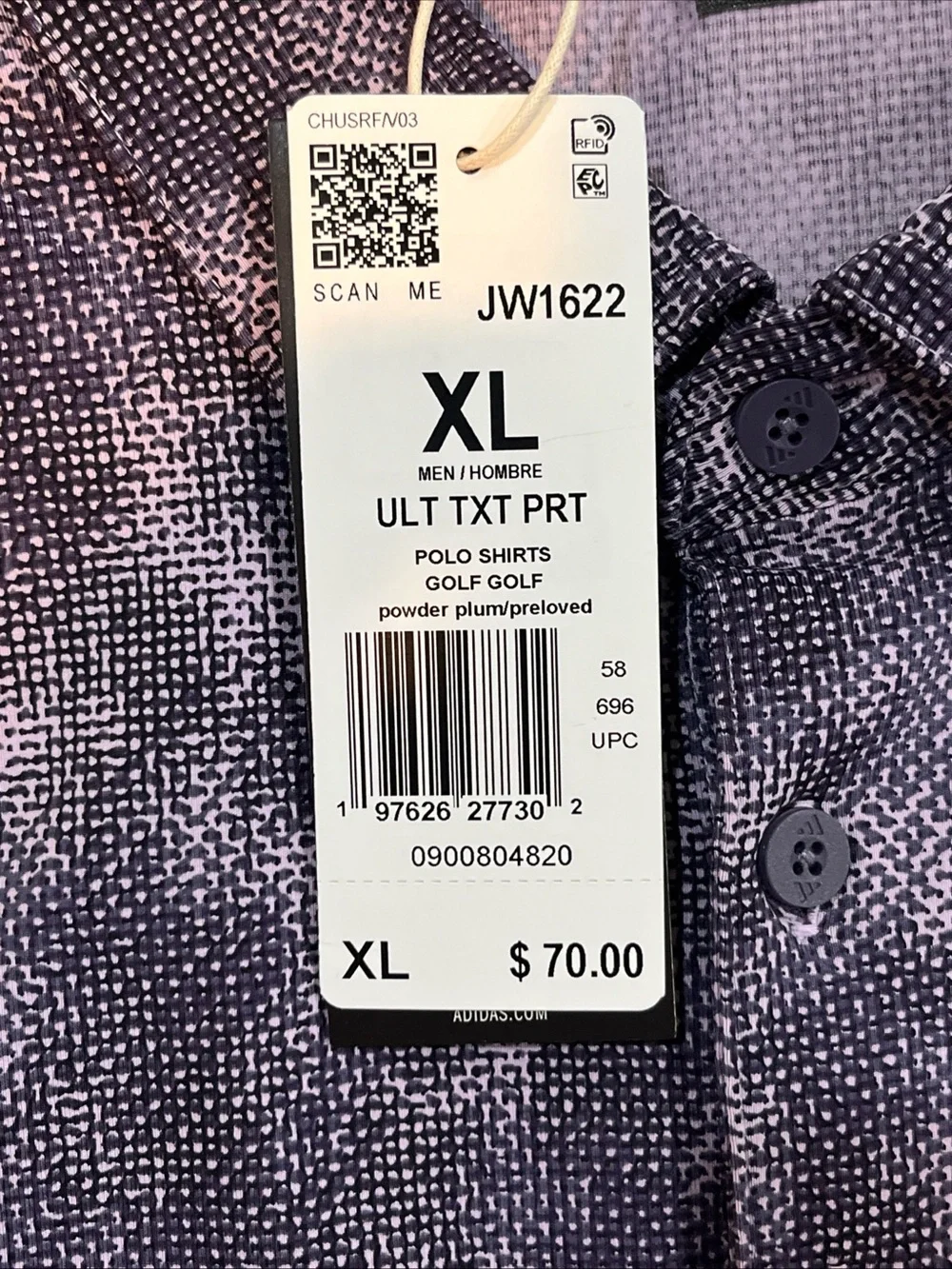 2 Mens XL Adidas Ultimate 365 Print Golf Polo Shirts Purple Green Cloud New Tag